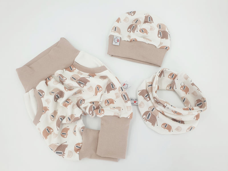 Coole Pumphose oder Babyset kurz und lang Elefanten von Atelier MiaMia