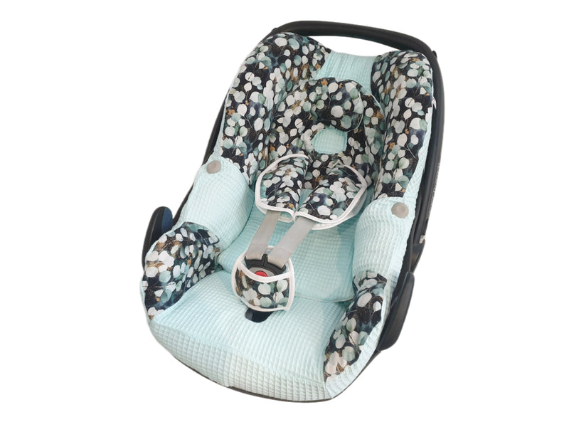 Maxi Cosi Babyschalenbezug, Ersatzbezug oder Spannbezug Eukalyptus schwarz/mint von Atelier MiaMia