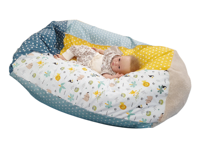 Kindersitzsack Sitzsack Babykissen Limitierte Auflage Dschungel, aqua, gelb von Atelier MiaMia