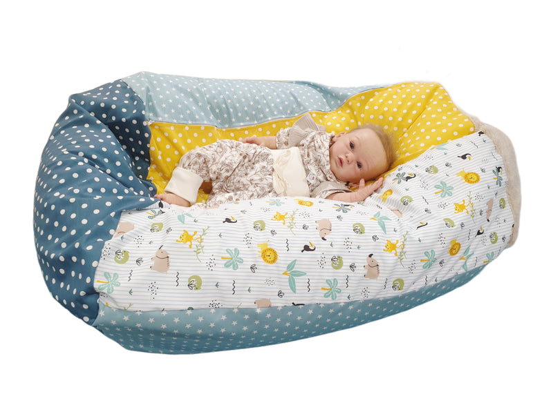 Kindersitzsack Sitzsack Babykissen Limitierte Auflage Dschungel, aqua, gelb von Atelier MiaMia