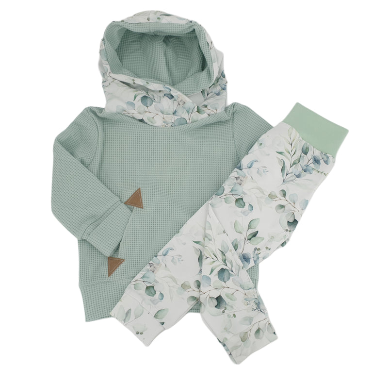 Kapuzenpullover Baby Kind ab 68-122 kurz oder langarm Mint Eukalyptus von Atelier MiaMia