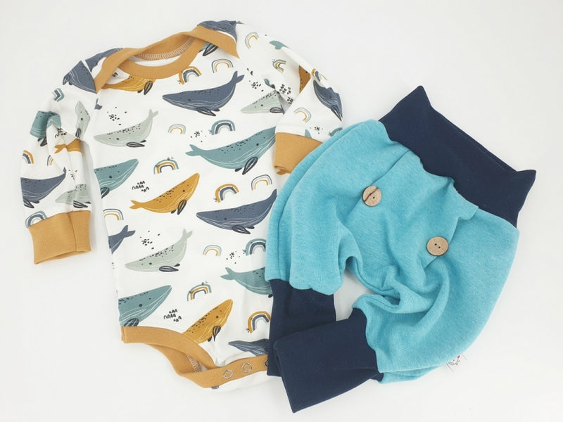 Atelier MiaMia Body short and long sleeves also available as Baby Set Wale 12